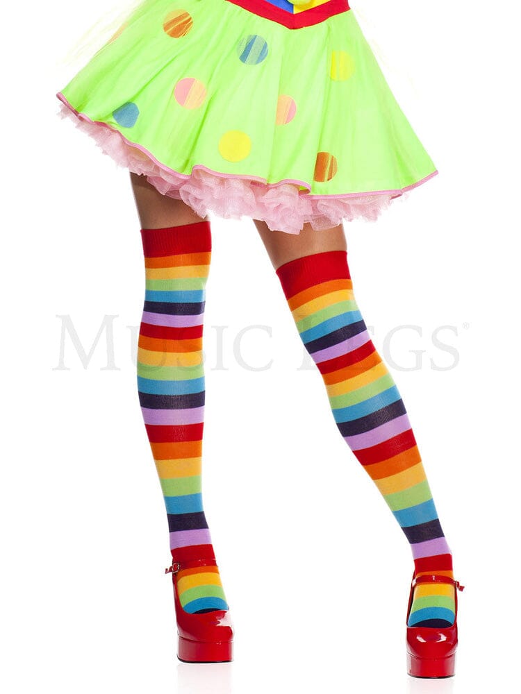 Rainbow Striped Thigh High Stockings