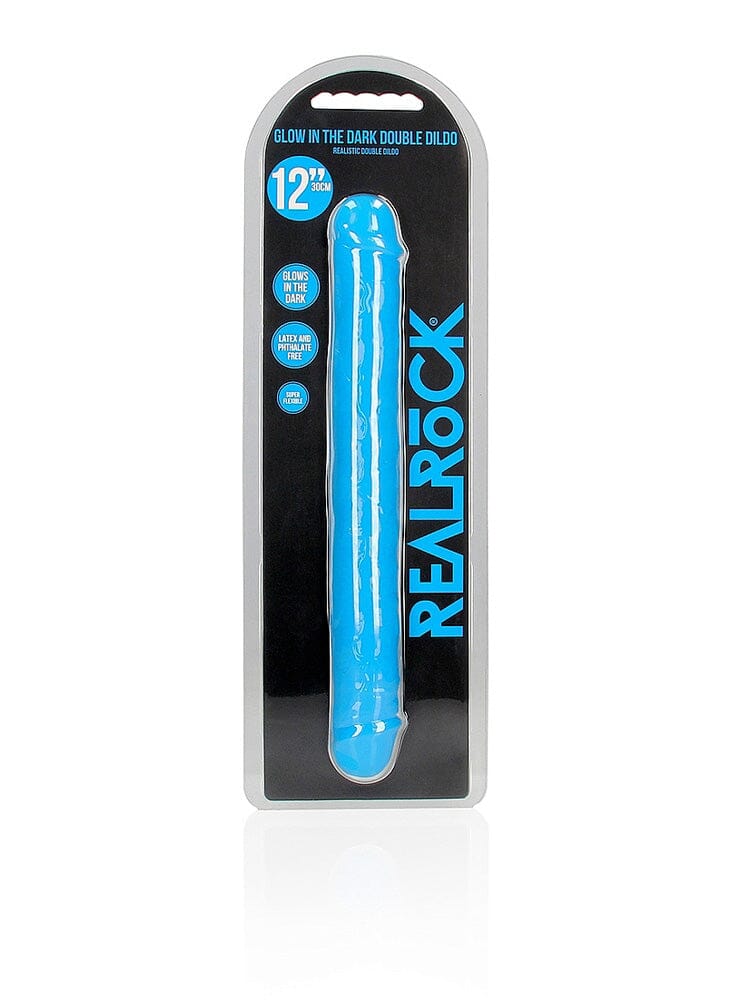 RealRock: Glow In the Dark Neon Blue 12” Double Ended Dildo