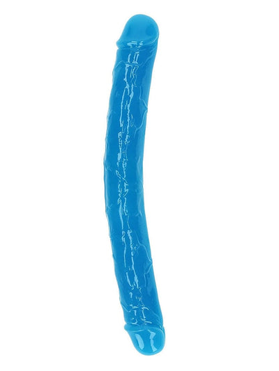 RealRock: Glow In the Dark Neon Blue 12” Double Ended Dildo