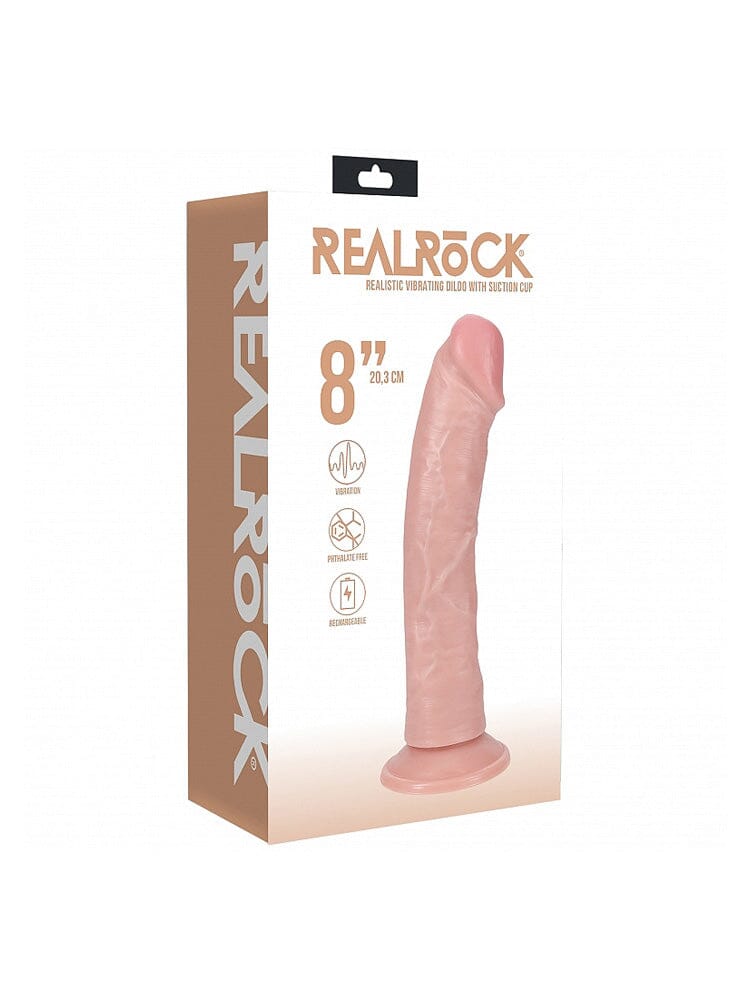 RealRock: Regular Curved 8” Flesh Realistic Vibrating Cock