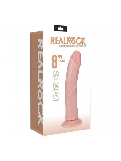 RealRock: Regular Curved 8” Flesh Realistic Vibrating Cock