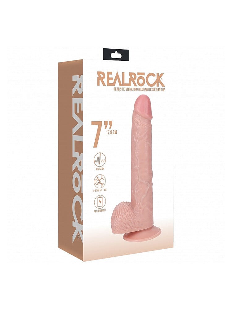 RealRock: Regular Straight 7” Flesh Realistic Vibrating Cock