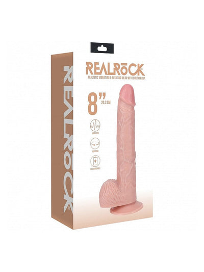 RealRock: Regular Straight 8” Flesh Rotating Vibrating Cock