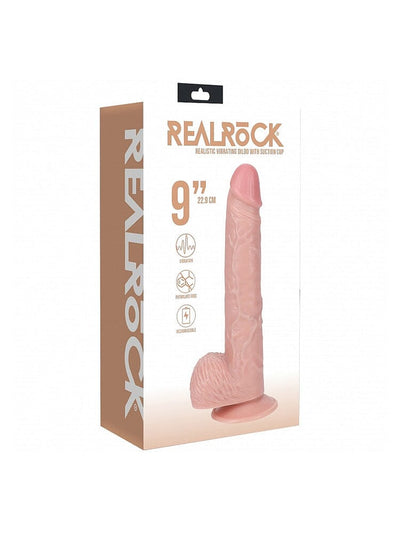 RealRock: Regular Straight 9” Flesh Realistic Vibrating Cock