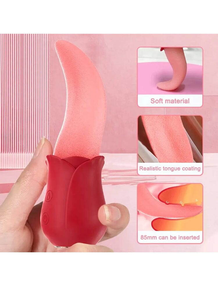 Rose Flickering Tongue Rechargeable Vibrator