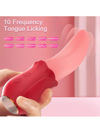 Rose Flickering Tongue Rechargeable Vibrator