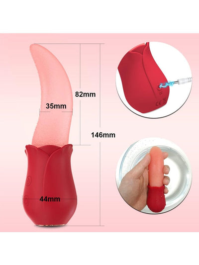 Rose Flickering Tongue Rechargeable Vibrator