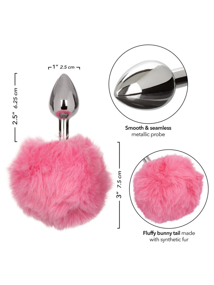 Running Wild Fluffy Pink Bunny Tail Metal Butt Plug