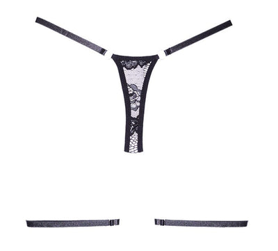Say it with Garters Lace Thong - Black O/S