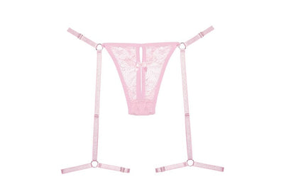 Say it with Garters Lace Thong - Pink O/S