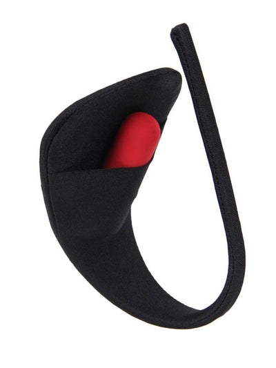 Sexy C String Installed With Pocket Vibrator - Black