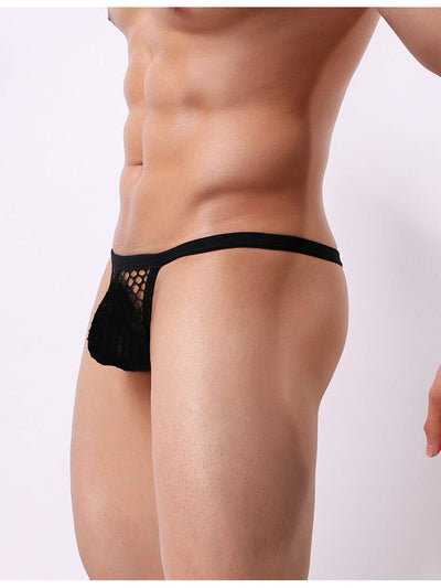 Sexy Fishnet Men's Thong - Black S/M