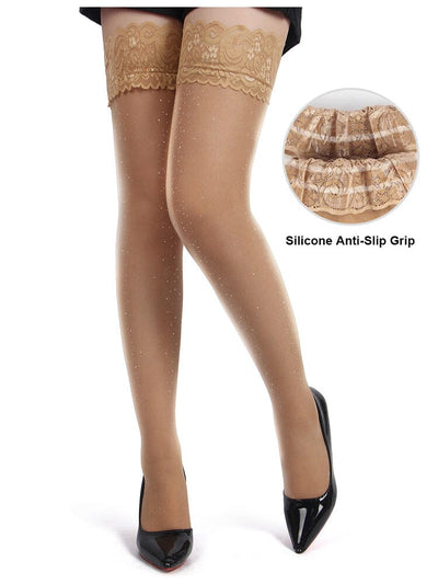 Sexy Lace Pearlescent Stockings With Silicone Straps - OSXL