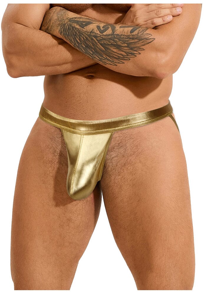 Sexy Leather Underwear for Men - Gold - M/L