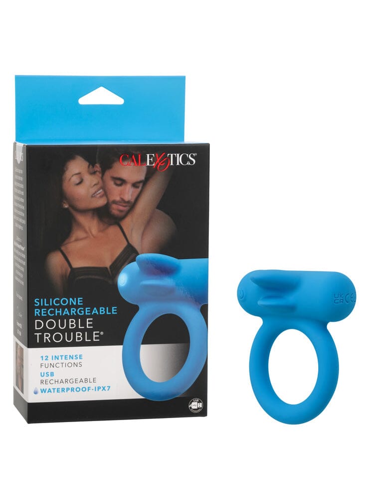 Silicone Rechargeable Double Trouble Blue Erection Enhancer