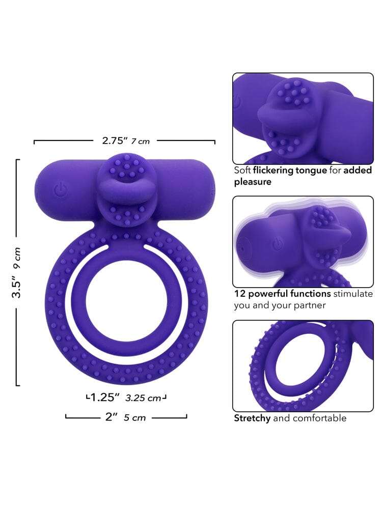 Silicone Rechargeable Dual Climaxer Purple Erection Enhancer