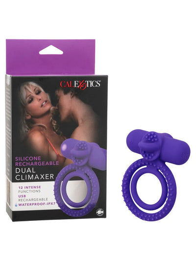 Silicone Rechargeable Dual Climaxer Purple Erection Enhancer