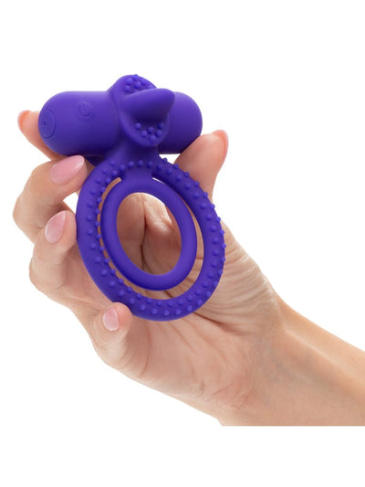 Silicone Rechargeable Dual Climaxer Purple Erection Enhancer