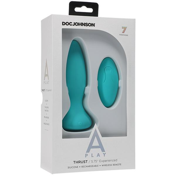 A-Play Thrust Silicone Remote Butt Plug Anal Toys Doc Johnson Teal Experienced