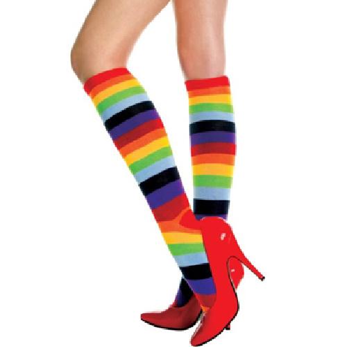 Rainbow Acrylic Knee High Stockings Lingerie Music Legs One Size 