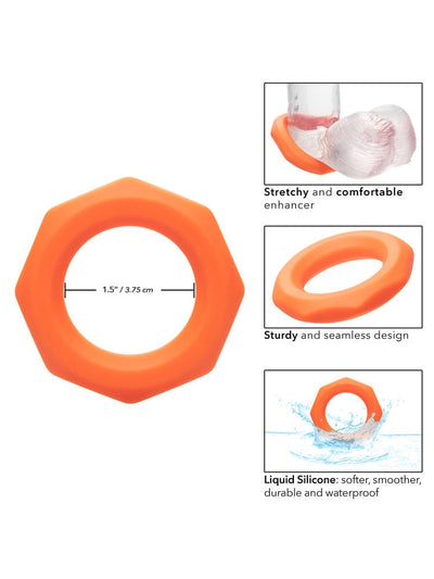 Alpha Liquid Silicone Sexagon Erection Ring More Toys California Exotic Novelties Orange