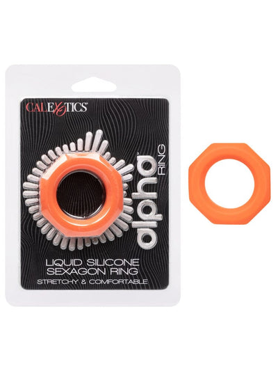 Alpha Liquid Silicone Sexagon Erection Ring More Toys California Exotic Novelties Orange