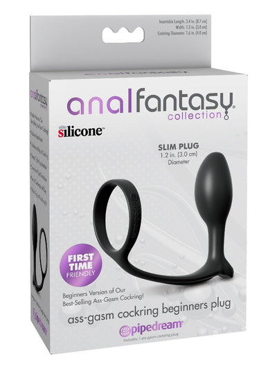 Anal Fantasy Ass-Gasm Cock Ring & Plug Anal Toys Pipedream Products Black Beginner