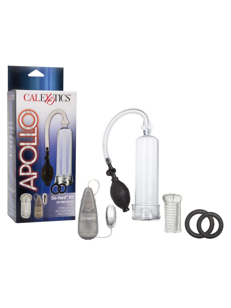 Apollo Sta-Hard Penis Pump & Erection Kit More Toys CalExotics Clear/Black