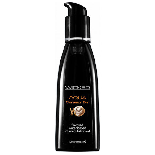 Aqua Flavored Edible Water Based Lubricant Lubes and Massage Wicked Sensual Care 4 oz Cinnamon Bun 