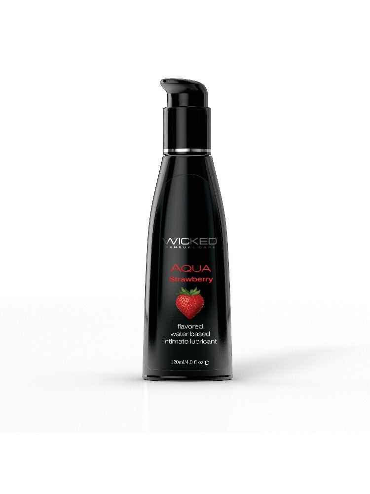 Aqua Flavored Edible Water Based Lubricant Lubes and Massage Wicked Sensual Care 4 oz Strawberry 