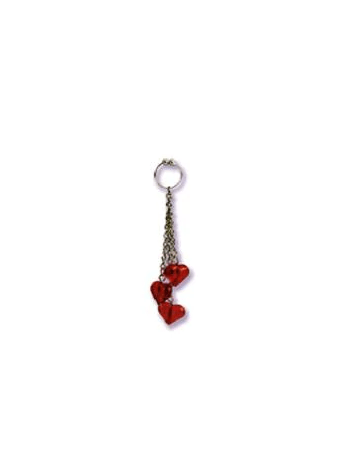 Asian Triple Hearts Non-Piercing Navel Ring Lingerie California Exotic Novelties Silver/Red
