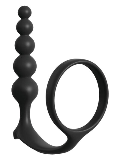 Ass-Gasm Silicone Cock Ring & Anal Beads Anal Toys Pipedream Products Black