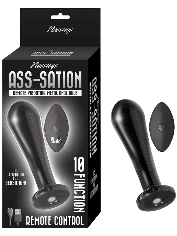 Ass-sation Remote Vibrating Metal Anal Bulb Anal Toys NassToys Black