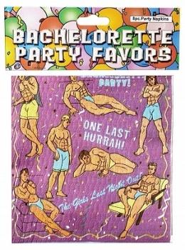 Bachelorette Party Favors Paper Napkins Novelties and Games Pipedream Products Pink Hunks