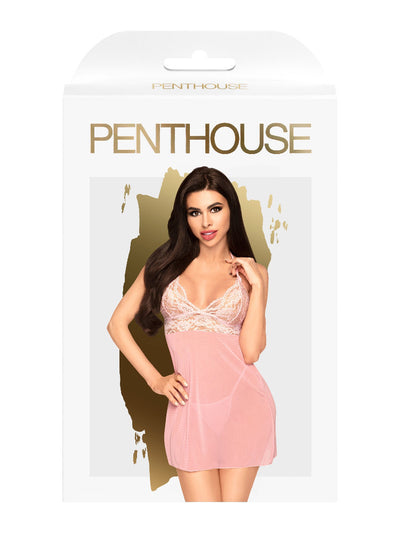Bedtime Story Mini Dress & G-String Set Lingerie Penthouse Lingerie Pink S/M