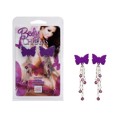 Body Charms Butterfly Shaped Nipple Jewelry Lingerie California Exotic Novelties Purple One Size