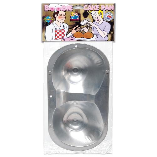 Aluminum Boobie Cake Pan Novelties and Games Pipedream Products Silver