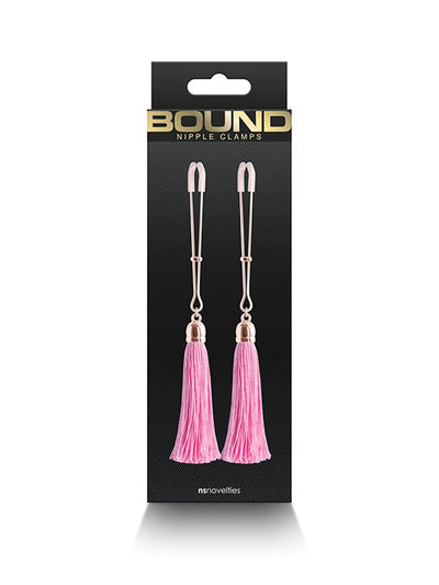 Bound Adjustable Cinch Tassel Nipple Clamps Bondage and Fetish NS Novelties Pink