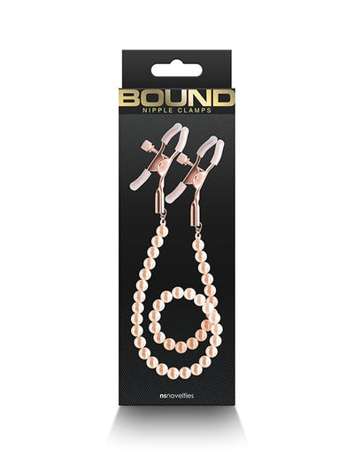 Bound Adjustable Beaded Chain Nipple Clamps Bondage and Fetish NS Novelties Rose Gold