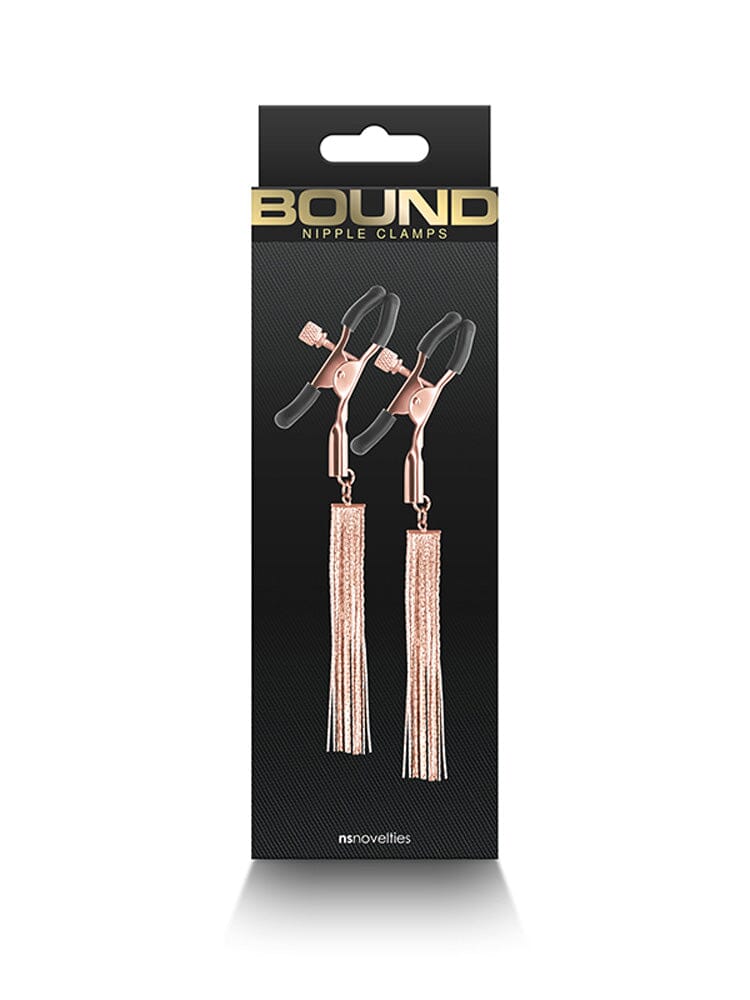 Bound Adjustable Metal Tassel Nipple Clamps Bondage and Fetish NS Novelties Rose Gold