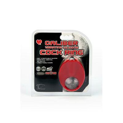 Caliber Vibrating Silicone Cock Ring More Toys Topco Sales Red/Silver