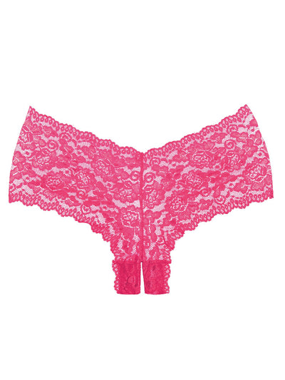 Adore Candy Apple Crotchless Lace Panty Lingerie Allure Lingerie Hot Pink