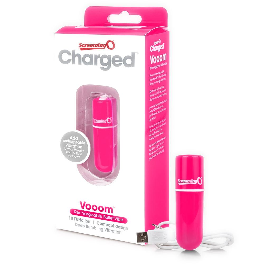 Charged Vooom Rechargeable Mini Bullet Vibrators Screaming O Pink 