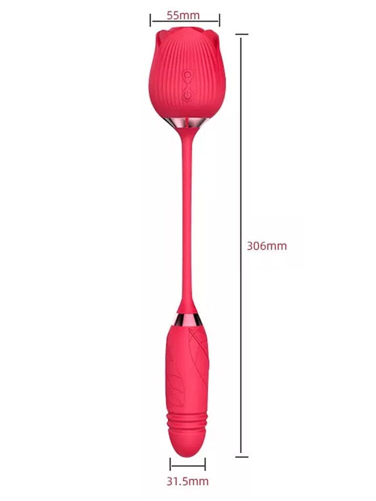 Clit Suction Rose with Thrusting Dildo Vibrators Cupid Specialties 