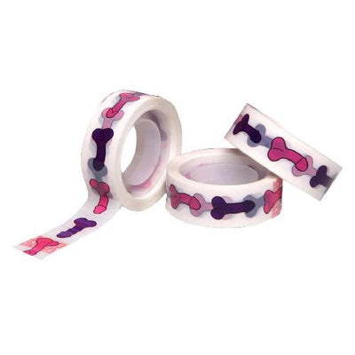 Penis Design Transparent Sticky Tape Rolls Novelties and Games Pipedream Products Purple/Pink