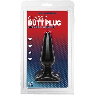 Classic Smooth Tear Drop Butt Plug Anal Toys Doc Johnson Black Medium
