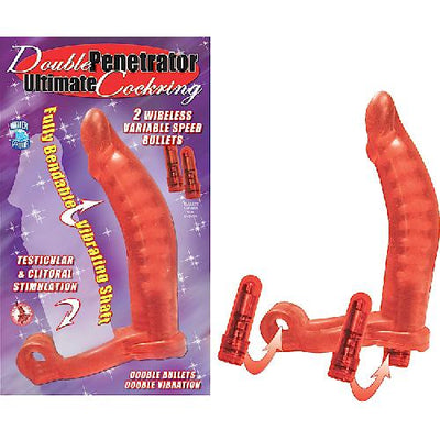 Double Penetrator Ultimate Cock Ring Anal Nasstoys Red 