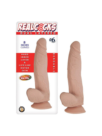 RealCocks Bendable RealSkin Realistic Dildo Dildos NassToys Light 8"