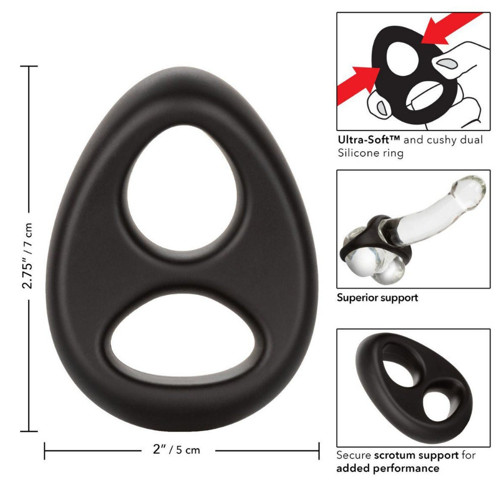 Ultra-Soft Dual Silicone Cock Ring More Toys California Exotic Novelties Black