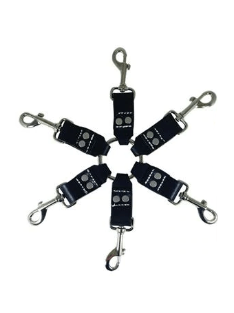 6-Point Leather Bondage Hogtie Connector Bondage & Fetish Sportsheets International Black